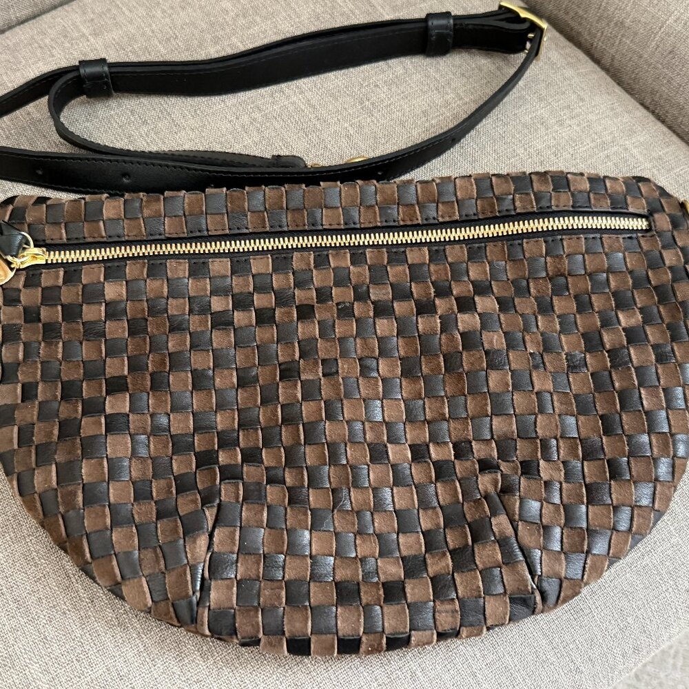 Clare V Grande Fanny Black/Chocolate Woven Checker